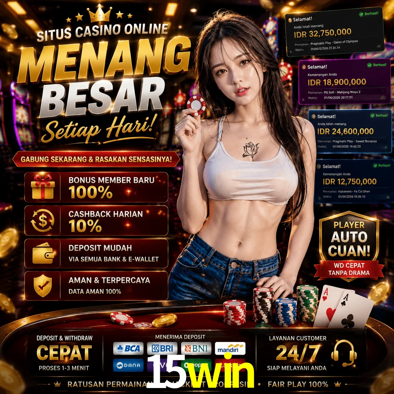 15win slots no app